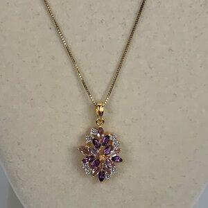 Gold Plated Sterling Silver 925 PAJ Gold Purple Pendant Necklace Weight 6.090